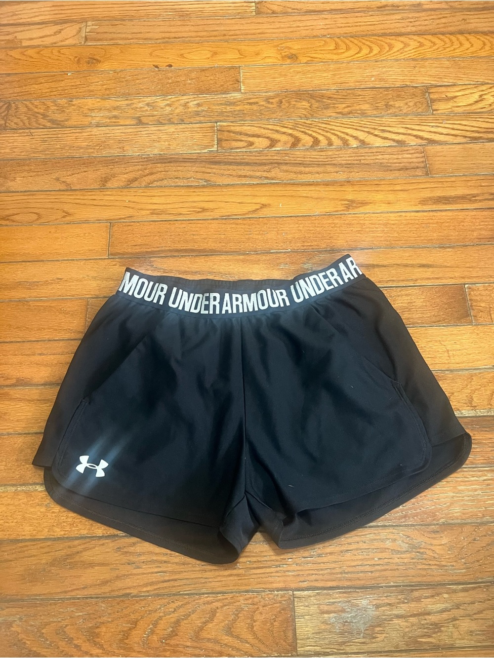 Under Armour Women's Black Athletic Shorts with Branded Waistband